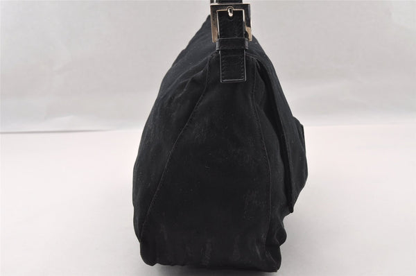 Authentic FENDI Mamma Baguette Shoulder Hand Bag Jersey Leather Black Junk 2845I