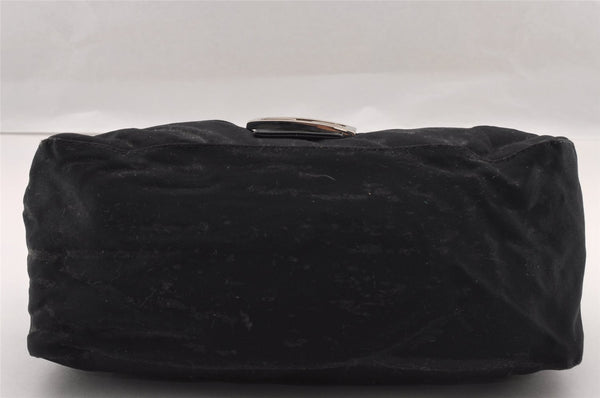 Authentic FENDI Mamma Baguette Shoulder Hand Bag Jersey Leather Black Junk 2845I