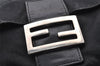 Authentic FENDI Mamma Baguette Shoulder Hand Bag Jersey Leather Black Junk 2845I