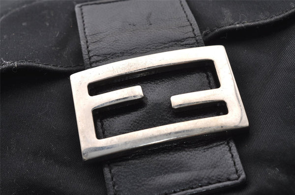 Authentic FENDI Mamma Baguette Shoulder Hand Bag Jersey Leather Black Junk 2845I