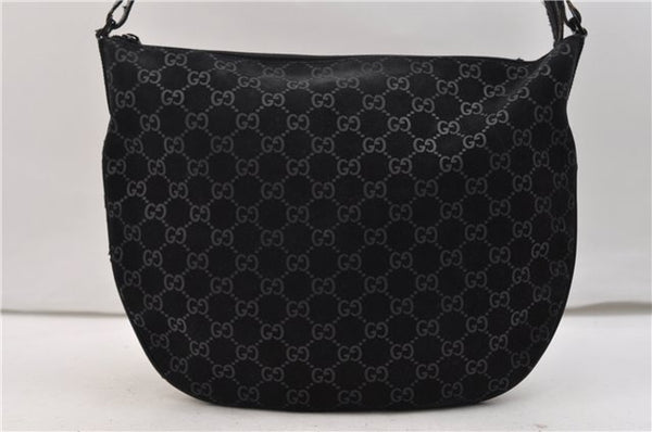 Authentic GUCCI Vintage Shoulder Tote Bag GG Suede Leather 0011206 Black 2846E