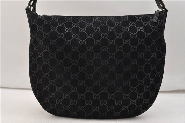 Authentic GUCCI Vintage Shoulder Tote Bag GG Suede Leather 0011206 Black 2846E