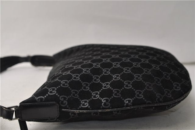 Authentic GUCCI Vintage Shoulder Tote Bag GG Suede Leather 0011206 Black 2846E