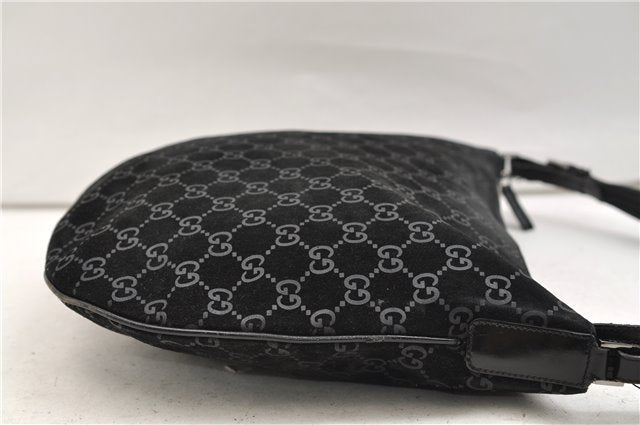 Authentic GUCCI Vintage Shoulder Tote Bag GG Suede Leather 0011206 Black 2846E