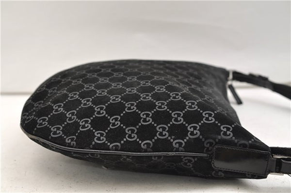 Authentic GUCCI Vintage Shoulder Tote Bag GG Suede Leather 0011206 Black 2846E