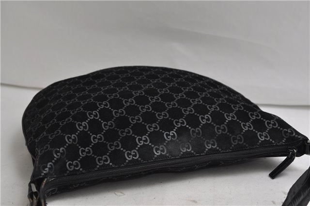 Authentic GUCCI Vintage Shoulder Tote Bag GG Suede Leather 0011206 Black 2846E