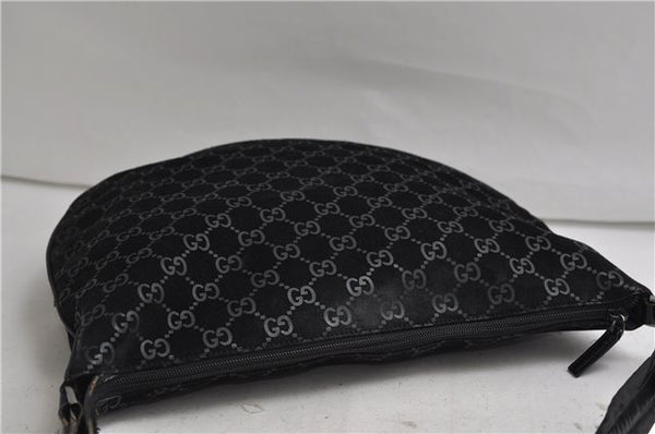 Authentic GUCCI Vintage Shoulder Tote Bag GG Suede Leather 0011206 Black 2846E