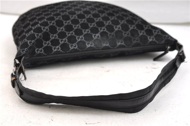 Authentic GUCCI Vintage Shoulder Tote Bag GG Suede Leather 0011206 Black 2846E