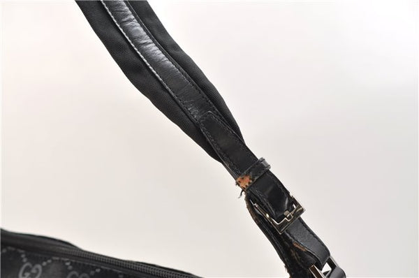 Authentic GUCCI Vintage Shoulder Tote Bag GG Suede Leather 0011206 Black 2846E