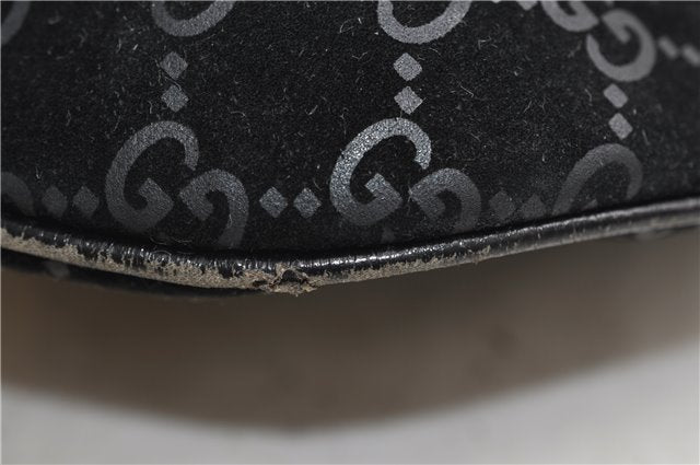 Authentic GUCCI Vintage Shoulder Tote Bag GG Suede Leather 0011206 Black 2846E