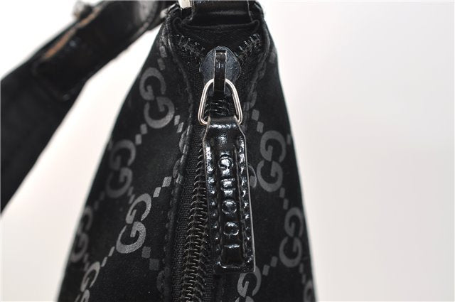 Authentic GUCCI Vintage Shoulder Tote Bag GG Suede Leather 0011206 Black 2846E