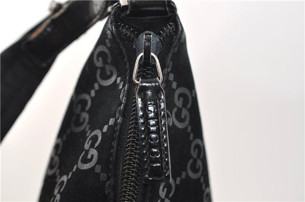 Authentic GUCCI Vintage Shoulder Tote Bag GG Suede Leather 0011206 Black 2846E