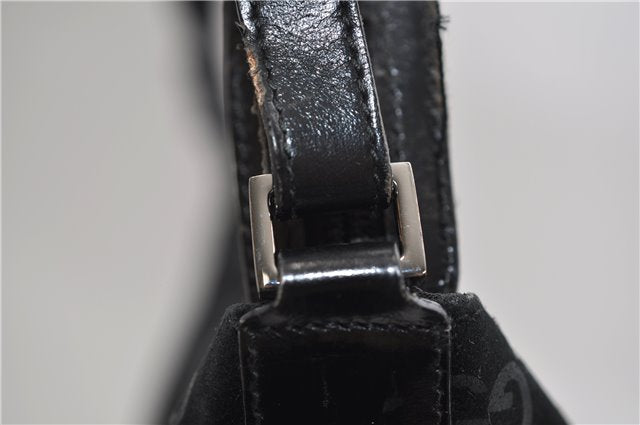 Authentic GUCCI Vintage Shoulder Tote Bag GG Suede Leather 0011206 Black 2846E