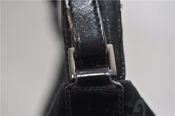 Authentic GUCCI Vintage Shoulder Tote Bag GG Suede Leather 0011206 Black 2846E