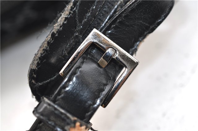 Authentic GUCCI Vintage Shoulder Tote Bag GG Suede Leather 0011206 Black 2846E