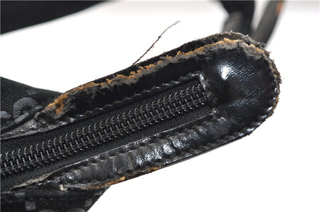 Authentic GUCCI Vintage Shoulder Tote Bag GG Suede Leather 0011206 Black 2846E