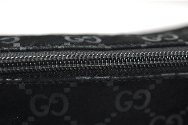 Authentic GUCCI Vintage Shoulder Tote Bag GG Suede Leather 0011206 Black 2846E