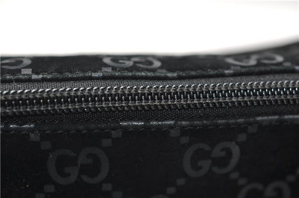 Authentic GUCCI Vintage Shoulder Tote Bag GG Suede Leather 0011206 Black 2846E