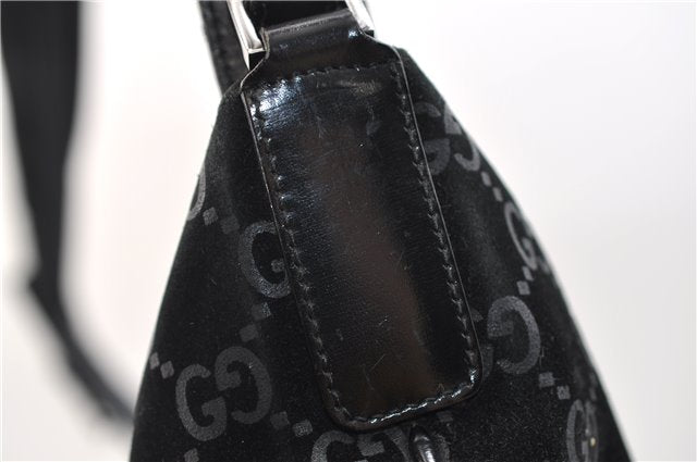 Authentic GUCCI Vintage Shoulder Tote Bag GG Suede Leather 0011206 Black 2846E