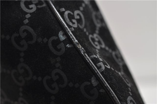 Authentic GUCCI Vintage Shoulder Tote Bag GG Suede Leather 0011206 Black 2846E
