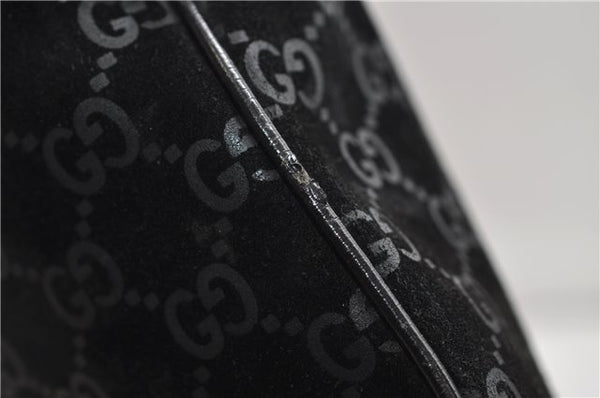 Authentic GUCCI Vintage Shoulder Tote Bag GG Suede Leather 0011206 Black 2846E