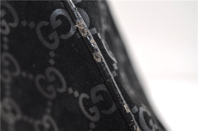 Authentic GUCCI Vintage Shoulder Tote Bag GG Suede Leather 0011206 Black 2846E