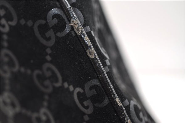 Authentic GUCCI Vintage Shoulder Tote Bag GG Suede Leather 0011206 Black 2846E