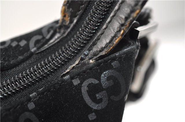 Authentic GUCCI Vintage Shoulder Tote Bag GG Suede Leather 0011206 Black 2846E