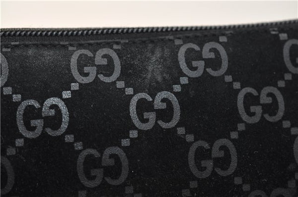 Authentic GUCCI Vintage Shoulder Tote Bag GG Suede Leather 0011206 Black 2846E