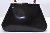 Authentic GUCCI Bamboo Vintage Shoulder Hand Bag Purse Enamel Black 2847E