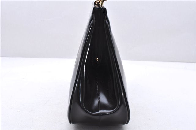Authentic GUCCI Bamboo Vintage Shoulder Hand Bag Purse Enamel Black 2847E