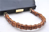 Authentic GUCCI Bamboo Vintage Shoulder Hand Bag Purse Enamel Black 2847E