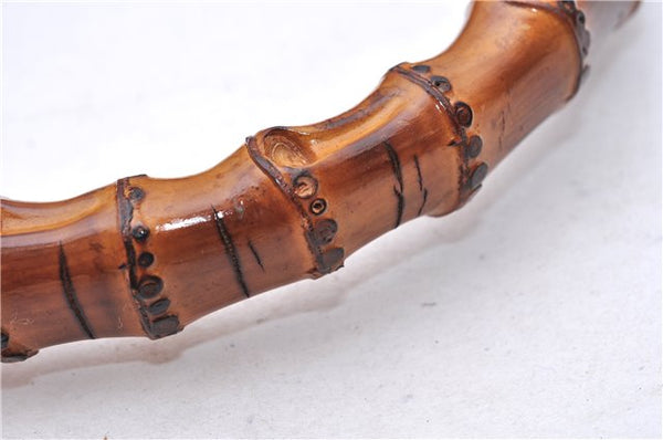 Authentic GUCCI Bamboo Vintage Shoulder Hand Bag Purse Enamel Black 2847E