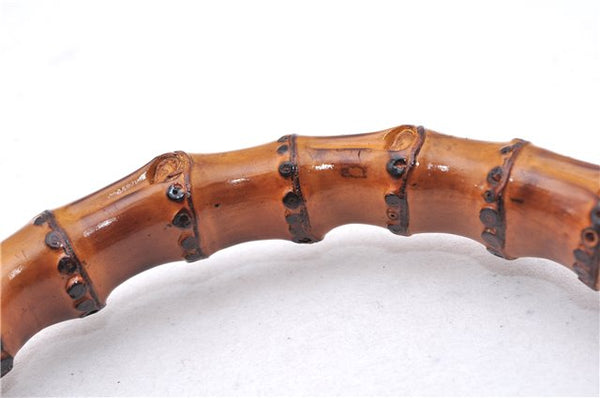 Authentic GUCCI Bamboo Vintage Shoulder Hand Bag Purse Enamel Black 2847E