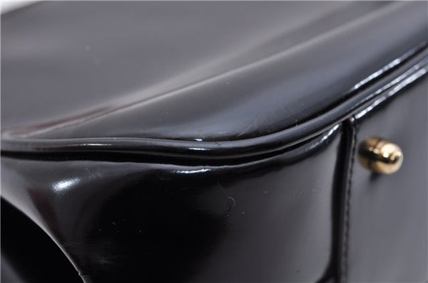 Authentic GUCCI Bamboo Vintage Shoulder Hand Bag Purse Enamel Black 2847E