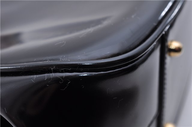 Authentic GUCCI Bamboo Vintage Shoulder Hand Bag Purse Enamel Black 2847E