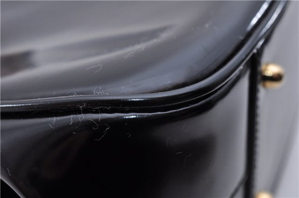 Authentic GUCCI Bamboo Vintage Shoulder Hand Bag Purse Enamel Black 2847E