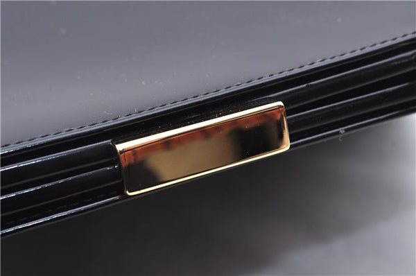 Authentic GUCCI Bamboo Vintage Shoulder Hand Bag Purse Enamel Black 2847E