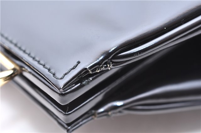 Authentic GUCCI Bamboo Vintage Shoulder Hand Bag Purse Enamel Black 2847E