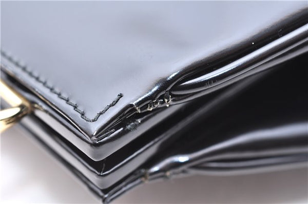 Authentic GUCCI Bamboo Vintage Shoulder Hand Bag Purse Enamel Black 2847E