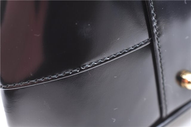 Authentic GUCCI Bamboo Vintage Shoulder Hand Bag Purse Enamel Black 2847E