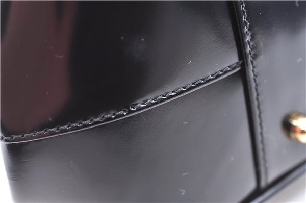 Authentic GUCCI Bamboo Vintage Shoulder Hand Bag Purse Enamel Black 2847E