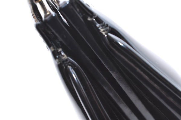 Authentic GUCCI Bamboo Vintage Shoulder Hand Bag Purse Enamel Black 2847E