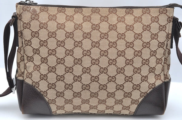 Authentic GUCCI Shoulder Cross Body Bag GG Canvas Leather 114273 Brown 2847H