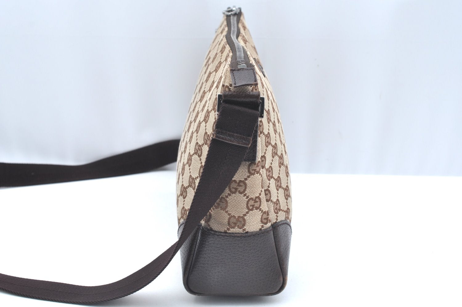 Authentic GUCCI Shoulder Cross Body Bag GG Canvas Leather 114273 Brown 2847H