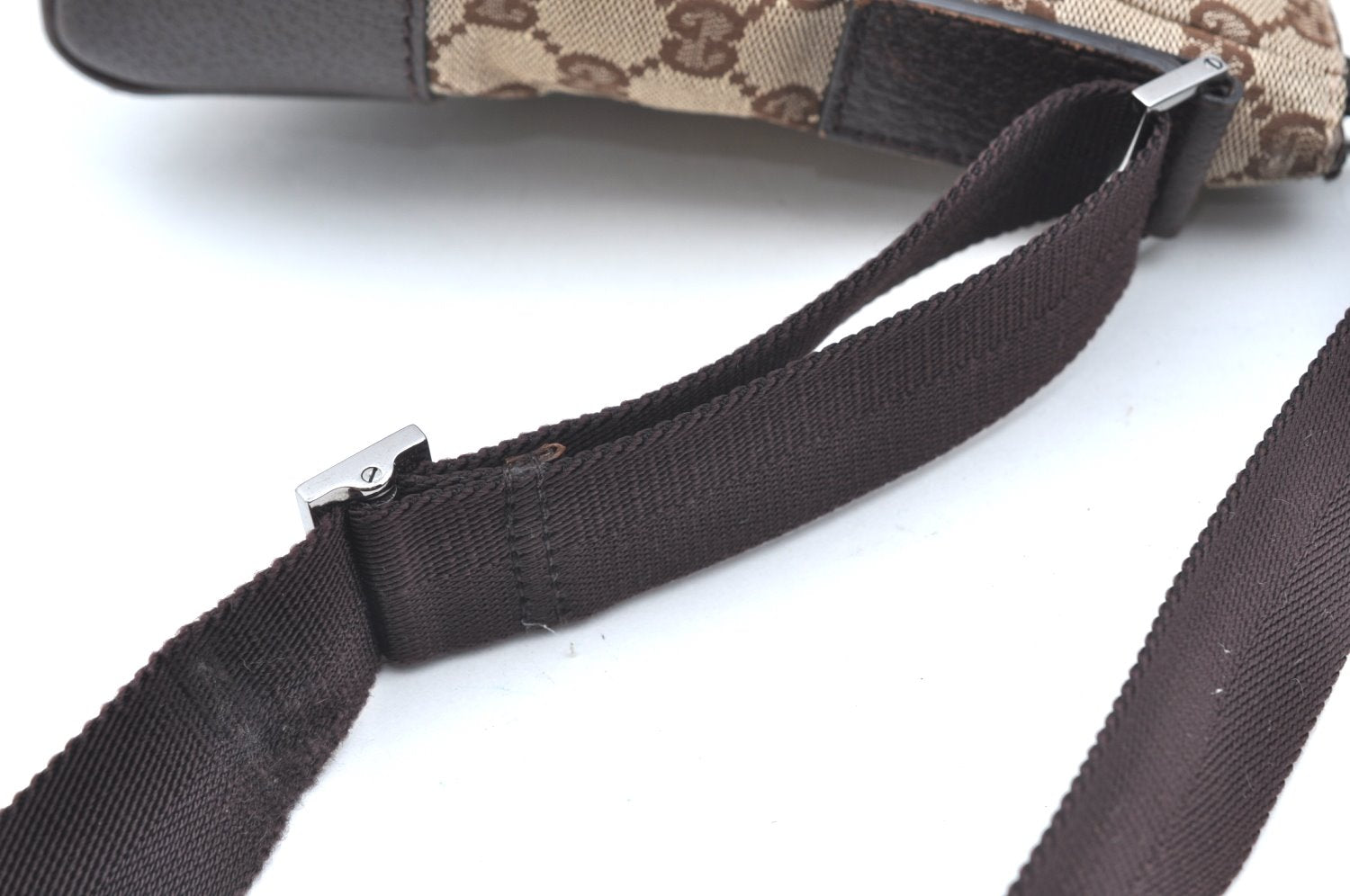 Authentic GUCCI Shoulder Cross Body Bag GG Canvas Leather 114273 Brown 2847H