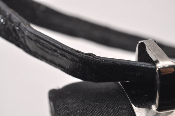 Authentic GUCCI Vintage Shoulder Hand Bag Purse GG Nylon Leather Black 2847I