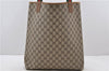 Authentic GUCCI Web Sherry Line Shoulder Tote Bag GG PVC Leather Brown 2848D