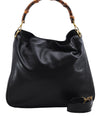Authentic GUCCI Bamboo Vintage 2Way Shoulder Tote Bag Leather Black Junk 2850E