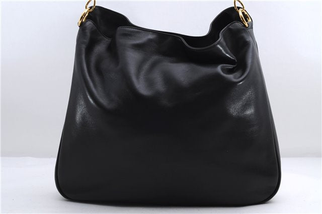 Authentic GUCCI Bamboo Vintage 2Way Shoulder Tote Bag Leather Black Junk 2850E